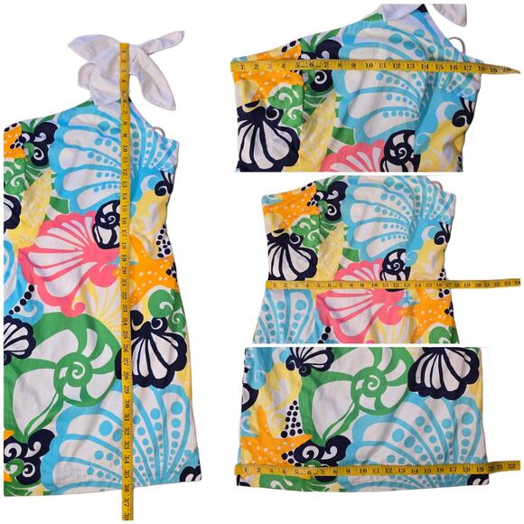 One Shoulder Dress Lilly Pulitzer Minta 32973 Shell Print Plus Size 14 Cotton - Picture 8 of 10